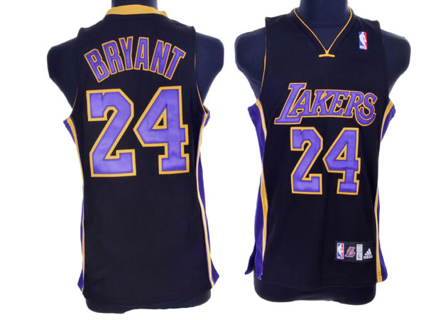 NBA Kids Los Angeles Lakers 24 Kobe Bryant Authentic Black Purple Youth Jersey